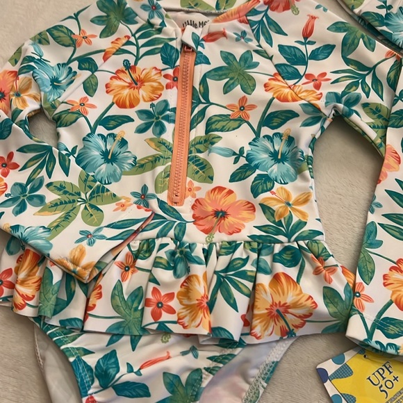 Little Me Tropical One-Piece Infant Rashguard swimsuit - Picture 2 of 14